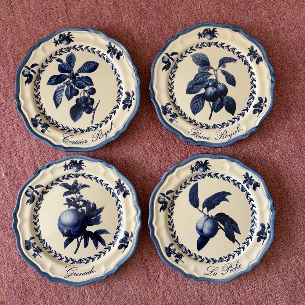 Italian Ceramics Company Blue Original Fruits Wall Plates Made in Italy